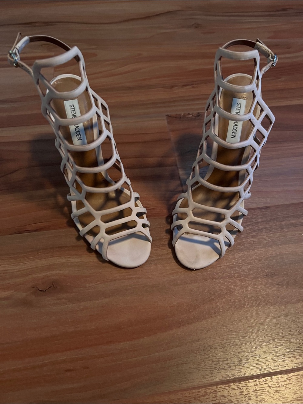 Steve Madden Beige Nude Cage Gladiator Heels - Picture 2 of 4